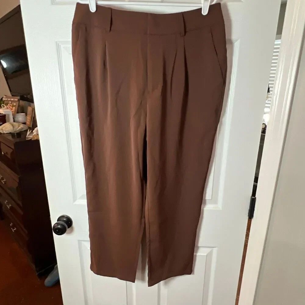 Halara Brown High-Waisted Trouser Pants – Size XL (NWT)